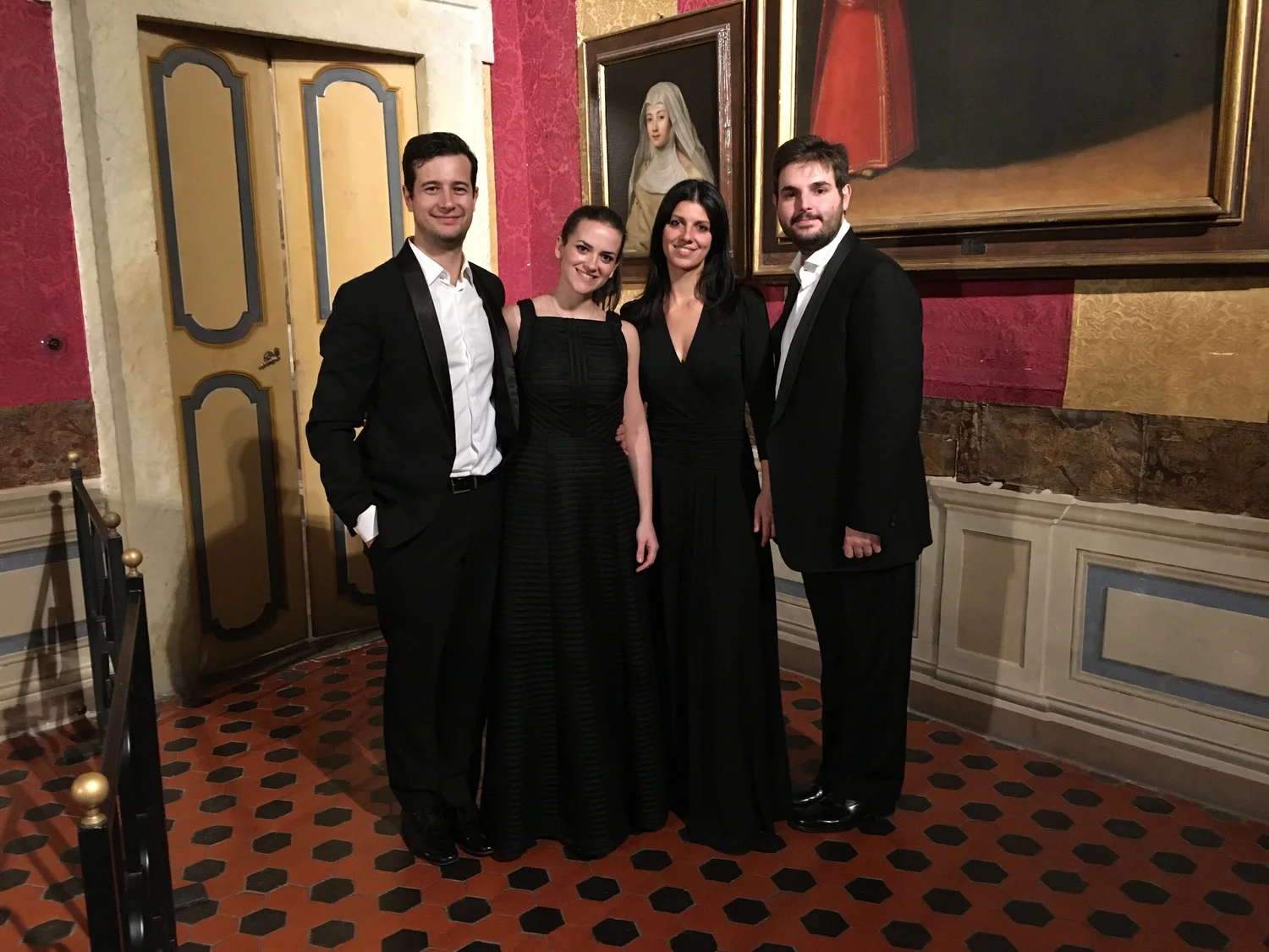Quartetto Guadagnini backstage at a concert